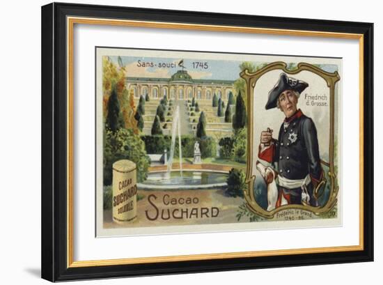 Frederick the Great, King of Prussia, and the Palace of Sanssouci, Potsdam-European School-Framed Giclee Print