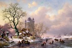 Winter Landscape with Figures Playing on the Ice, 1868-Frederick Marianus Kruseman-Giclee Print