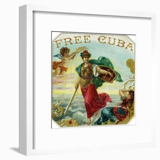 Free Cuba Brand Cigar Box Label-Lantern Press-Framed Art Print