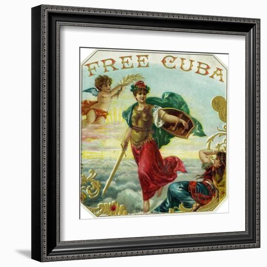 Free Cuba Brand Cigar Box Label-Lantern Press-Framed Art Print