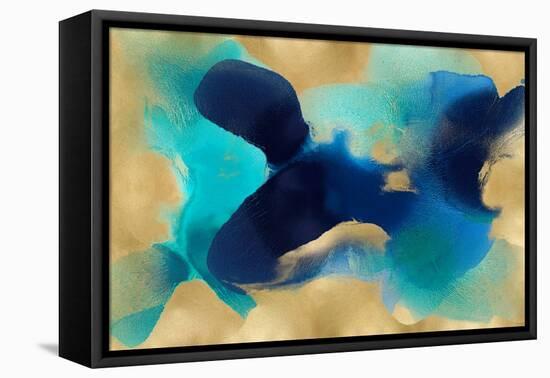 Free Form Blue on Gold-Hannah Carlson-Framed Stretched Canvas