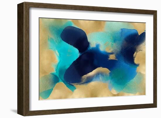 Free Form Blue on Gold-Hannah Carlson-Framed Art Print