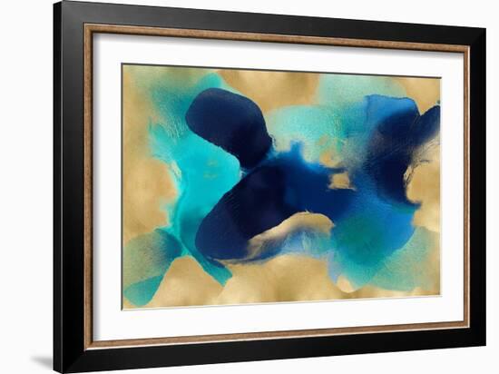 Free Form Blue on Gold-Hannah Carlson-Framed Art Print