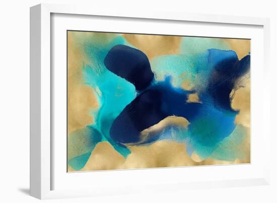 Free Form Blue on Gold-Hannah Carlson-Framed Art Print