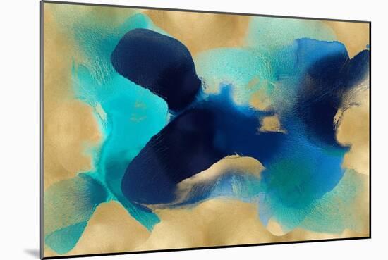 Free Form Blue on Gold-Hannah Carlson-Mounted Art Print