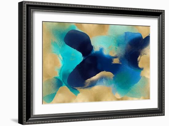 Free Form Blue on Gold-Hannah Carlson-Framed Art Print