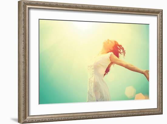 Free Happy Woman Enjoying Nature-Subbotina Anna-Framed Art Print