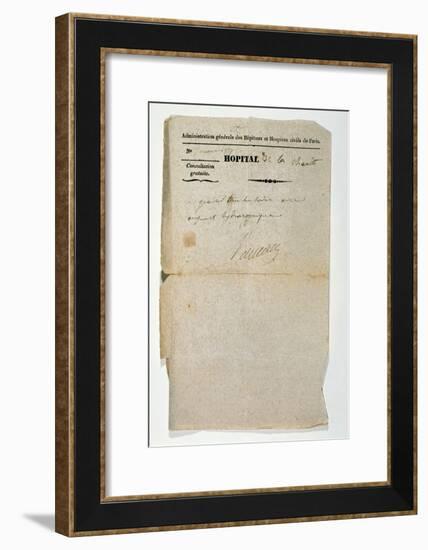 Free Prescription from the Hopital de la Charite, Paris, 7th March 1837-null-Framed Giclee Print