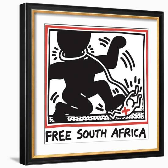 Free South Africa, 1985-Keith Haring-Framed Giclee Print