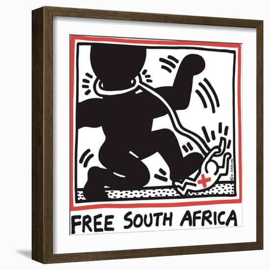 Free South Africa, 1985-Keith Haring-Framed Giclee Print