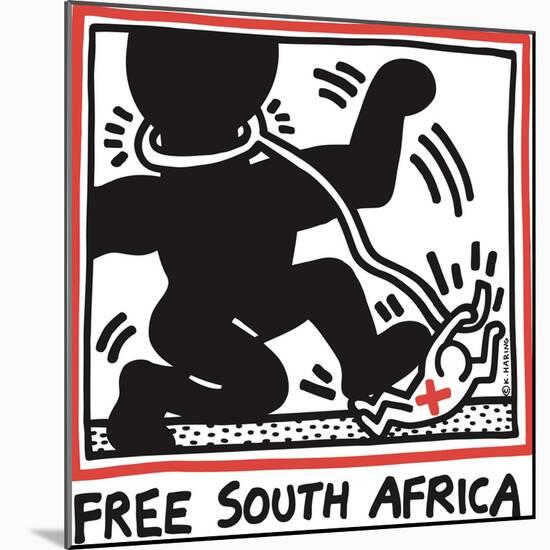 Free South Africa, 1985-Keith Haring-Mounted Giclee Print