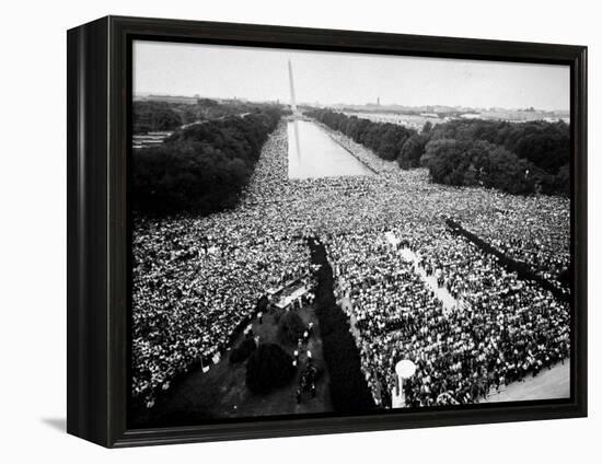 Freedom March During Civil Rights Rally, with View of Washington Memorial Monument in the Bkgrd-null-Framed Premier Image Canvas