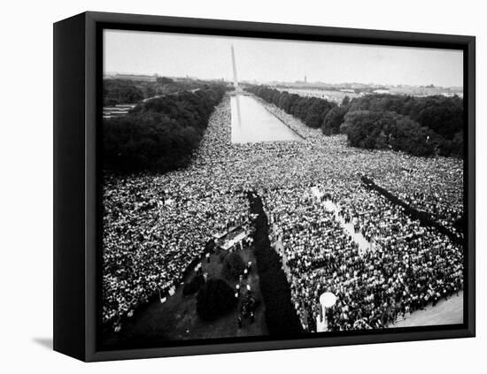 Freedom March During Civil Rights Rally, with View of Washington Memorial Monument in the Bkgrd-null-Framed Premier Image Canvas