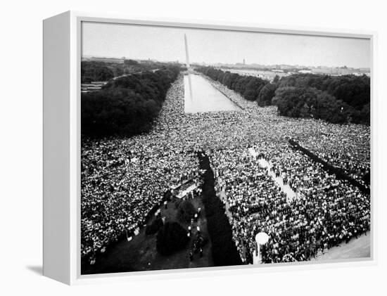 Freedom March During Civil Rights Rally, with View of Washington Memorial Monument in the Bkgrd-null-Framed Premier Image Canvas