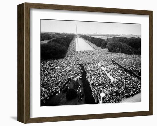 Freedom March During Civil Rights Rally, with View of Washington Memorial Monument in the Bkgrd-null-Framed Photographic Print