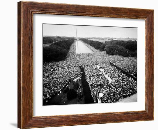 Freedom March During Civil Rights Rally, with View of Washington Memorial Monument in the Bkgrd-null-Framed Photographic Print