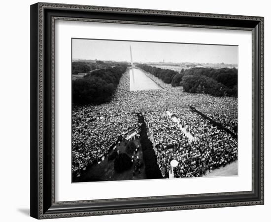 Freedom March During Civil Rights Rally, with View of Washington Memorial Monument in the Bkgrd-null-Framed Photographic Print