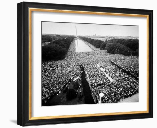 Freedom March During Civil Rights Rally, with View of Washington Memorial Monument in the Bkgrd-null-Framed Photographic Print