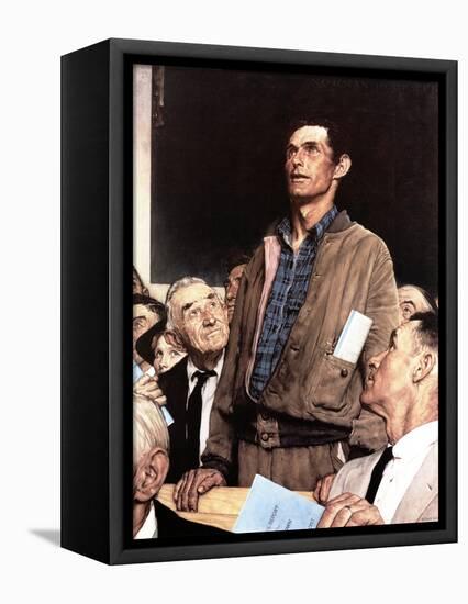 "Freedom Of Speech", February 21,1943-Norman Rockwell-Framed Premier Image Canvas