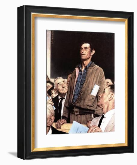 "Freedom Of Speech", February 21,1943-Norman Rockwell-Framed Premium Giclee Print