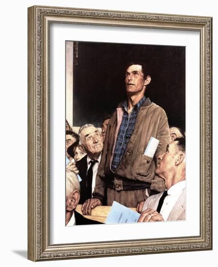 "Freedom Of Speech", February 21,1943-Norman Rockwell-Framed Premium Giclee Print