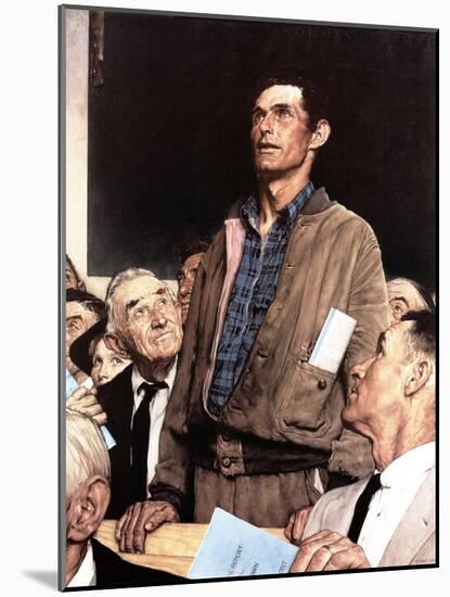 "Freedom Of Speech", February 21,1943-Norman Rockwell-Mounted Premium Giclee Print