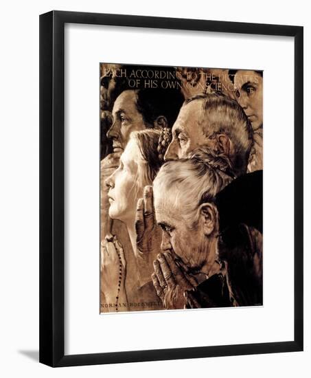 "Freedom of Worship", February 27,1943-Norman Rockwell-Framed Giclee Print