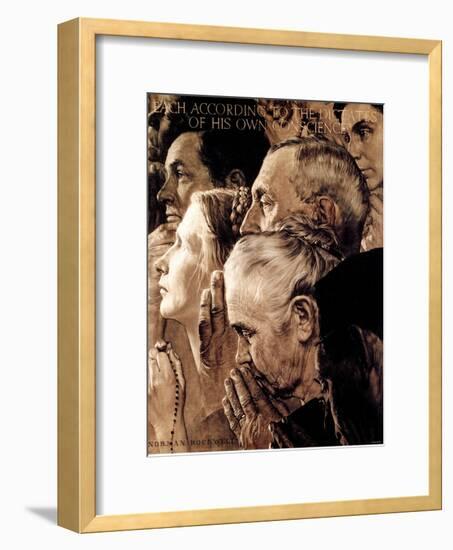 "Freedom of Worship", February 27,1943-Norman Rockwell-Framed Giclee Print