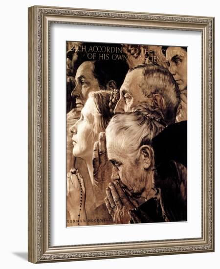 "Freedom of Worship", February 27,1943-Norman Rockwell-Framed Giclee Print