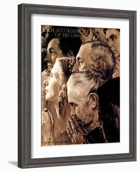 "Freedom of Worship", February 27,1943-Norman Rockwell-Framed Giclee Print