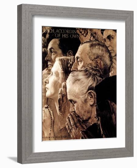 "Freedom of Worship", February 27,1943-Norman Rockwell-Framed Giclee Print