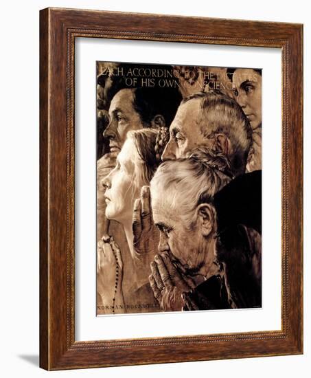 "Freedom of Worship", February 27,1943-Norman Rockwell-Framed Giclee Print