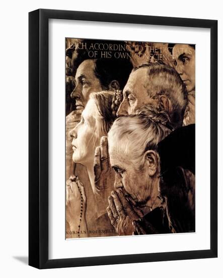 "Freedom of Worship", February 27,1943-Norman Rockwell-Framed Giclee Print