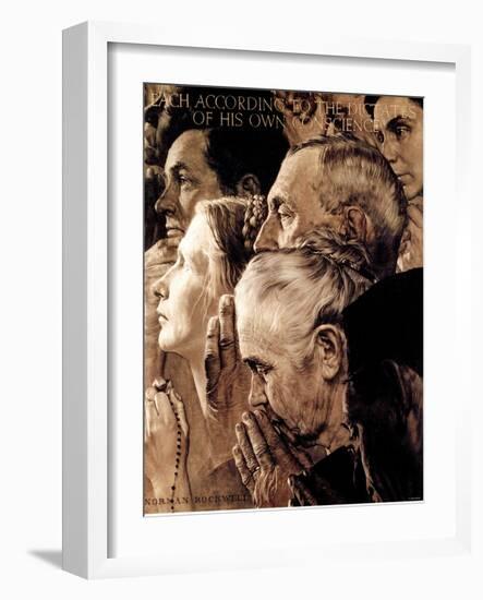 "Freedom of Worship", February 27,1943-Norman Rockwell-Framed Giclee Print