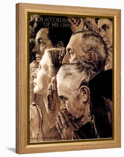 "Freedom of Worship", February 27,1943-Norman Rockwell-Framed Premier Image Canvas