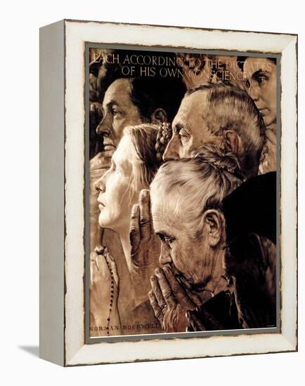 "Freedom of Worship", February 27,1943-Norman Rockwell-Framed Premier Image Canvas