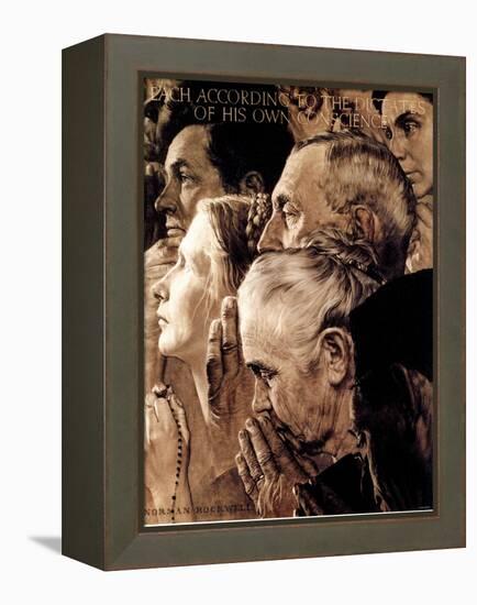 "Freedom of Worship", February 27,1943-Norman Rockwell-Framed Premier Image Canvas