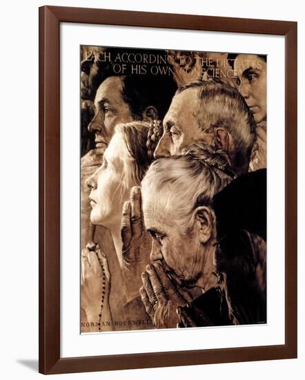 "Freedom of Worship", February 27,1943-Norman Rockwell-Framed Giclee Print