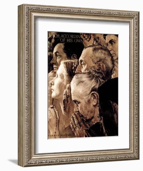 "Freedom of Worship", February 27,1943-Norman Rockwell-Framed Giclee Print