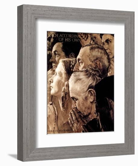 "Freedom of Worship", February 27,1943-Norman Rockwell-Framed Giclee Print