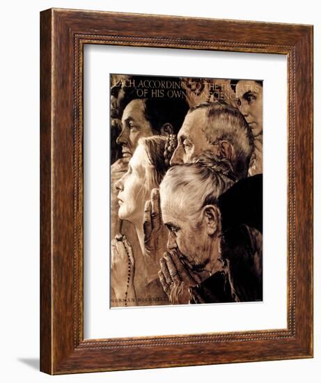 "Freedom of Worship", February 27,1943-Norman Rockwell-Framed Giclee Print