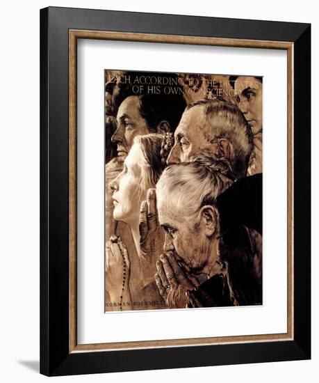 "Freedom of Worship", February 27,1943-Norman Rockwell-Framed Giclee Print