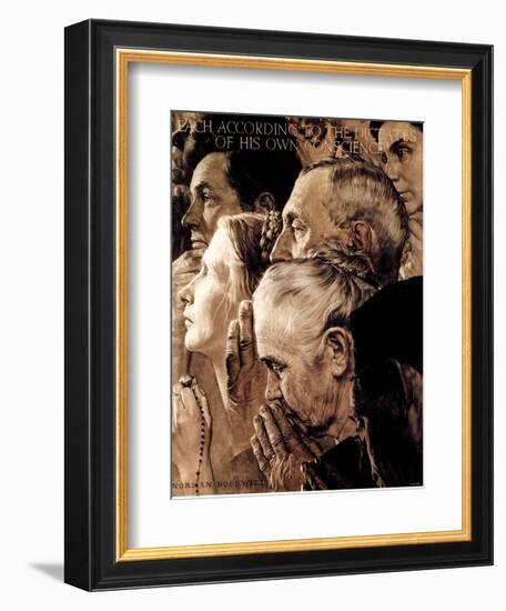 "Freedom of Worship", February 27,1943-Norman Rockwell-Framed Giclee Print