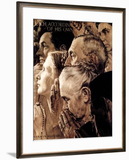 "Freedom of Worship", February 27,1943-Norman Rockwell-Framed Giclee Print