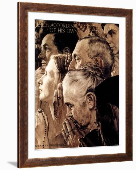 "Freedom of Worship", February 27,1943-Norman Rockwell-Framed Giclee Print