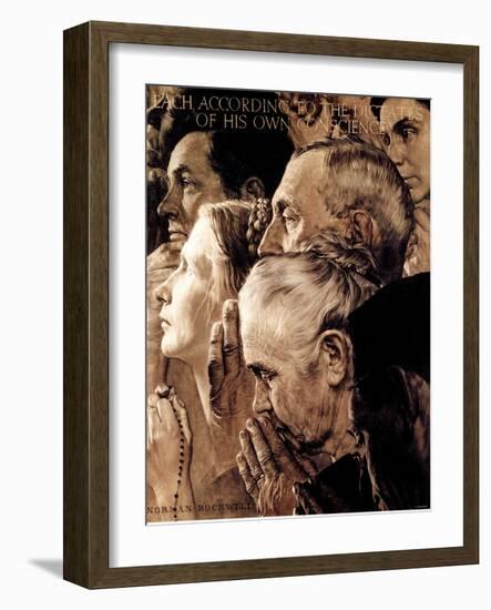 "Freedom of Worship", February 27,1943-Norman Rockwell-Framed Premium Giclee Print