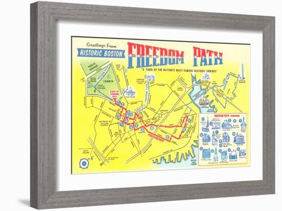 Freedom Path, Map of Historic Boston, Mass.-null-Framed Art Print