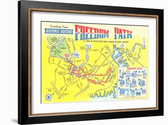 Freedom Path, Map of Historic Boston, Mass.-null-Framed Art Print