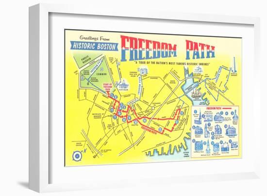 Freedom Path, Map of Historic Boston, Mass.-null-Framed Art Print