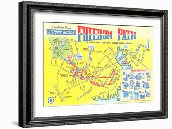 Freedom Path, Map of Historic Boston, Mass.-null-Framed Art Print